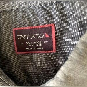 Men’s Untuckit Size XXL Blue Cotton Wrinkle Free Button Front “Pio-Cesare”